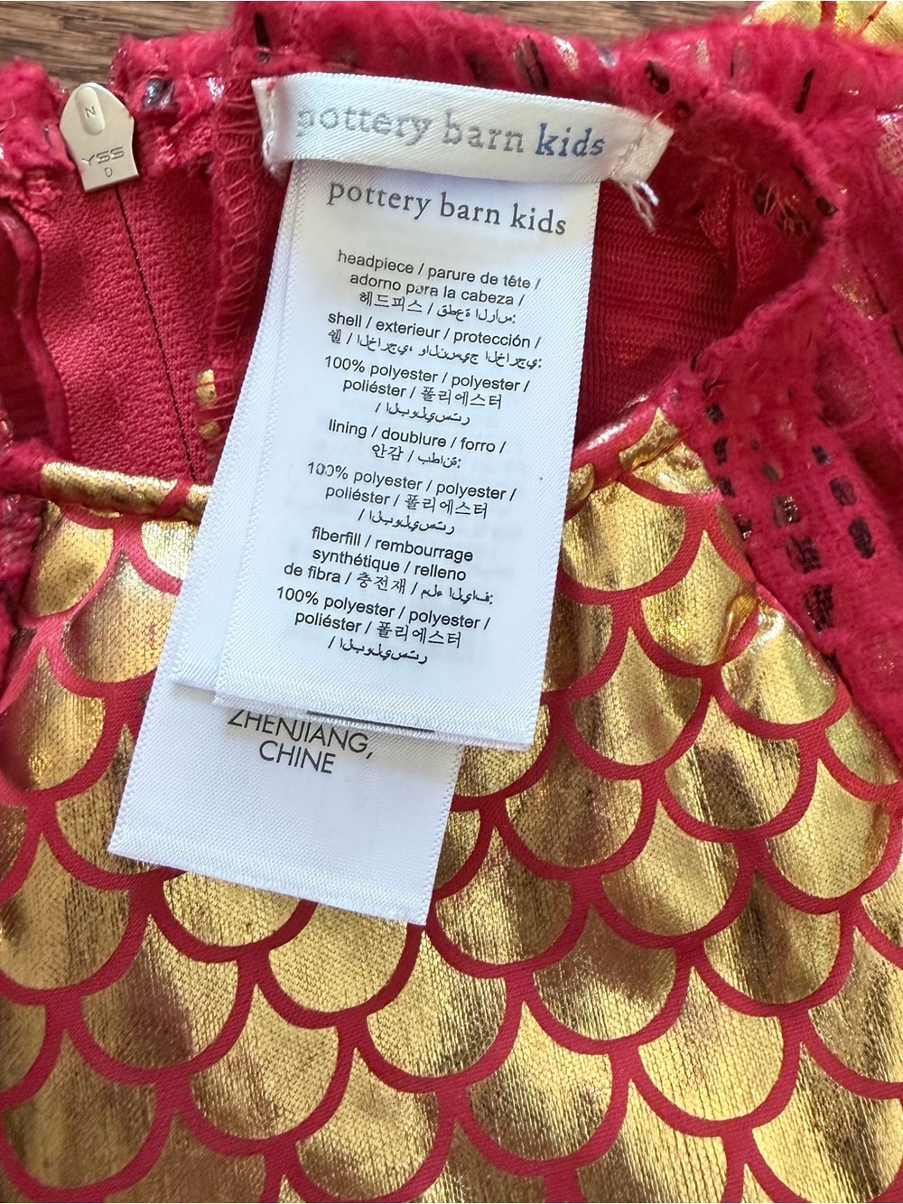 Pottery Barn Kids Red and Gold Dragon Costume with Wings bodysuit - Picture 5 of 8